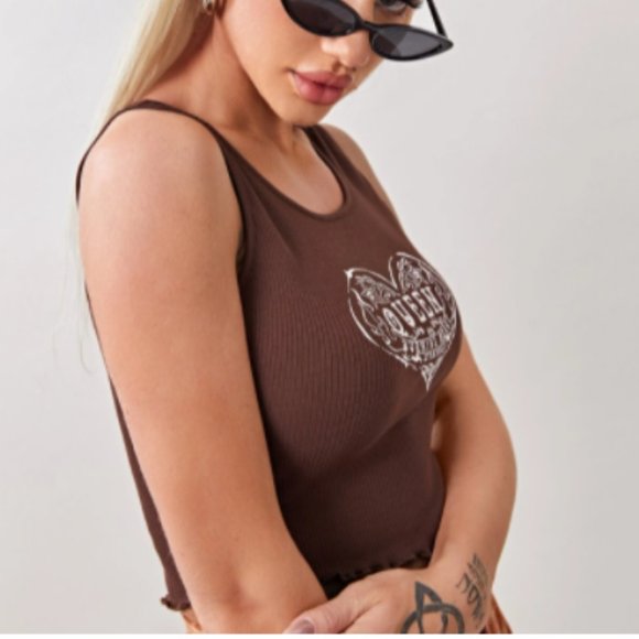 SALE! NWOT Brown Queen crop tank Sz M & S - Picture 3 of 7
